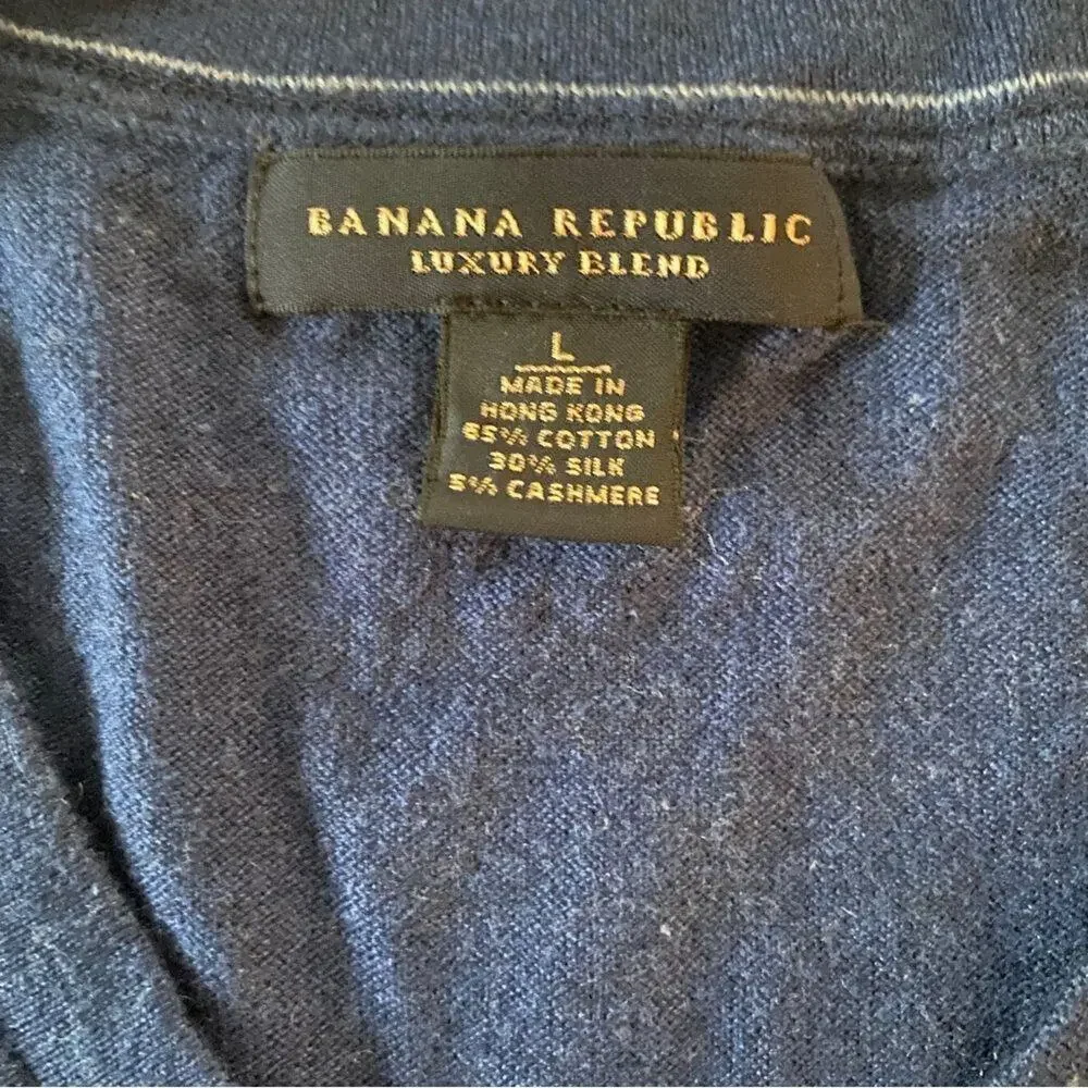Banana Republic Blue V Neck Long Sleeve‎ Sweater Sz L